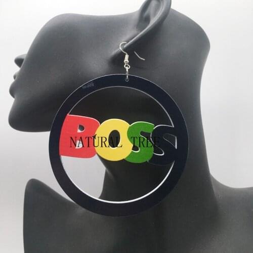 Free shipping!Boss Round Wooden Earrings