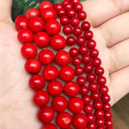 4 6 8 10 mm Natural Red Coral Beads for Jewelry Making DIY Handmade Beaded Charm Bracelet Necklace Accessories 15'' Wholesale