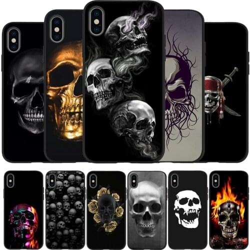 Horror Skull black Silicone Phone Case For iPhone 12 XR XS Max 5 5S SE 2020 6 6S PLUS 7 8 X 11Pro Max 11 Cover