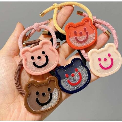 Titanium Steel Matte Puppy Elastic Hair Bands Hair Tie Girl Acrylic Crystal Korean Hair Accessories Handmade Head Bands