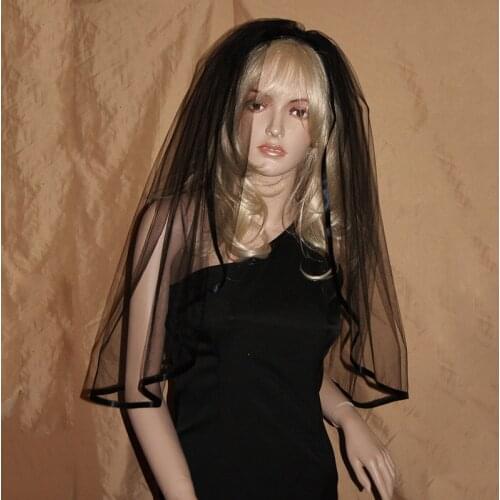 Ivory White Lace Appliques Wedding Veil 1 layer Elbow Length Bridal veils with Comb