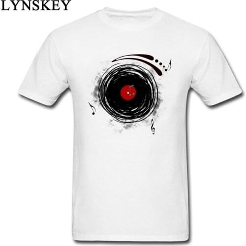 Retro Grunge DJ Vinyl Records T-Shirt Mens Unique Custom Cotton Tshirt High Quality Short Sleeved Clothing