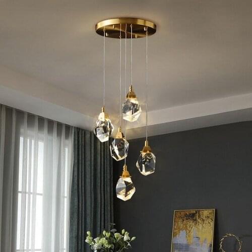 Postmodern crystal chandelier, light luxury, all copper, creative personality, bar, dining room, living room chandelier
