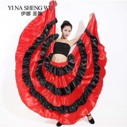 Spanish Flamenco Skirt Bullfight Dance Dress Costumes Stage Performance Belly Dance Party Big Red Skirt Women Female Clothing