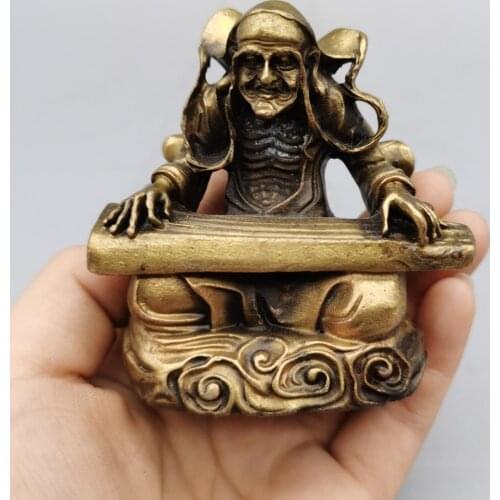 CHINA antique brass fengshui Old Man of the South Pole small Statue Metal crafts home decorations statue