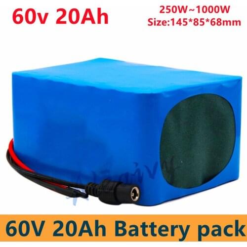 60V 16S2P 20Ah 18650 Li-ion Battery Pack 67.2V Lithium Ion 20000mAh Ebike Electric bicycle Scooter with 30A BMS 750W 1000Watt
