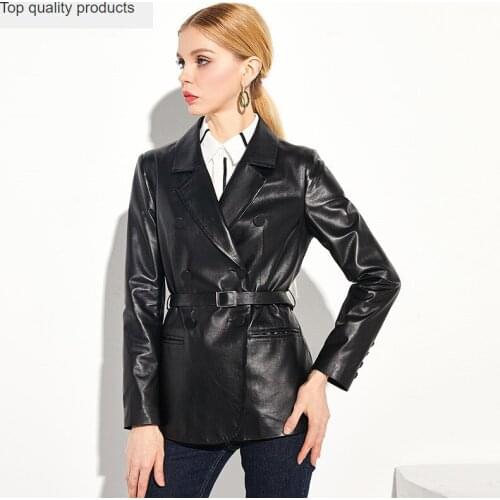 100% Natural Sheepskin Coat With Belt 2020 Long Genuine Leather Jacket Women Spring Trench Female Real Leather Jackets YQ404