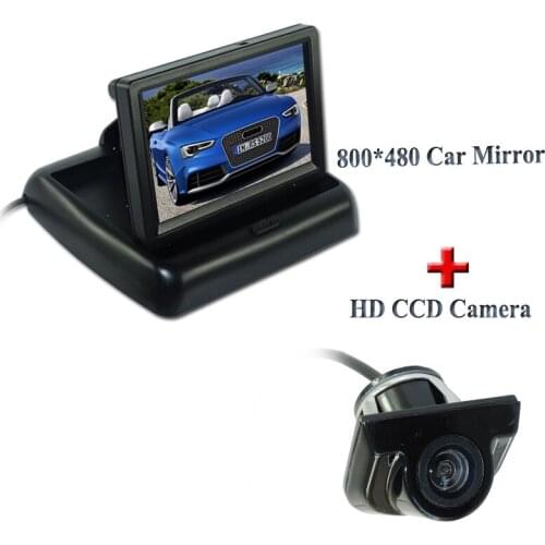 Shell material car parking camera higest night vision +lcd color car monitor 4.3" screen waterproof system universal car use