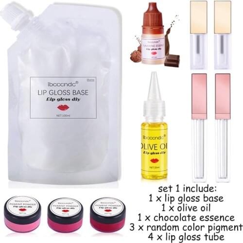 Matte Lip Gloss DIY Set Matt Colorless Lip Gloss Base Gel Pigment Powder Lipgloss Tube Olive Oil Ftagrance Essence