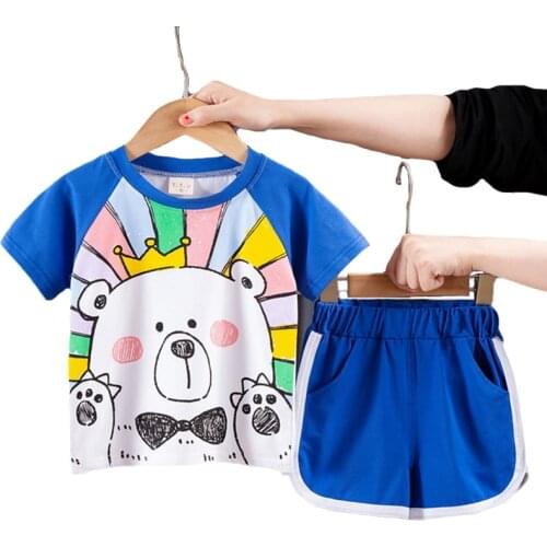 Cute Bear Toddler Boys Clothing Set Pure Cotton T-Shirt And Pants 2 Pcs Suit For Kids 1-5 Years Children Birthday Present