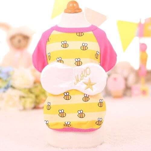 New Small Dog Summer Clothes Cartoon Print Shirt Pet Clothes For Chihuahua Yorkies Teddy Dogs Puppy Cat Clothing Bee Hoodies