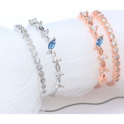 New Delicate Zircon Elegant Open Adjustable Rings For Women Students Micro Pave Femme Finger Ring Holiday Party Jewelry