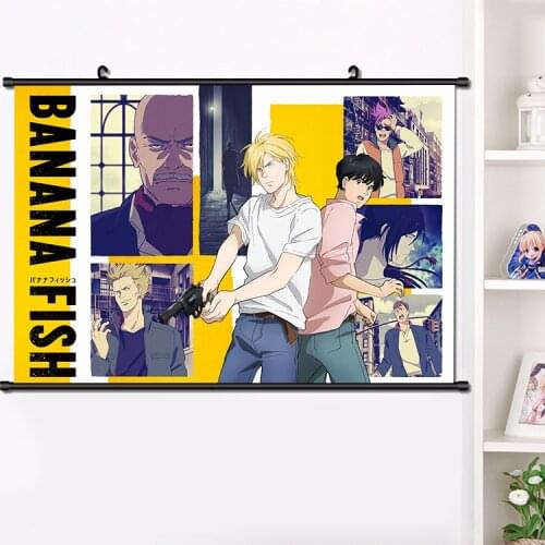 Japan Anime BANANA FISH Ash Lynx Okumura Eiji Shorter Wong Cosplay Wall Scroll Poster Manga Wall Hang Poster Home Decor 40*60cm