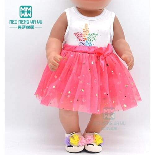 Doll clothes for 43-45cm toy new born doll accessories fashion Bowknot yarn skirt, sequin skirt