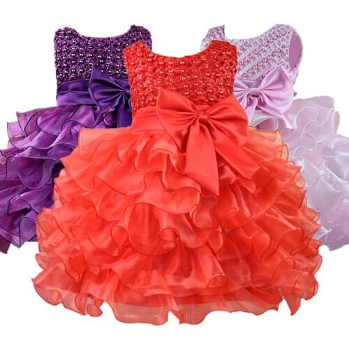 Baby girl clothes baby dress red bow girl sleeveless dress birthday party childrens clothing 3-24 months