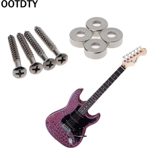 OOTDTY 4Pcs Guitar Bass Metal End Pin Strap Buttons locks Cushion Screws Set Black New