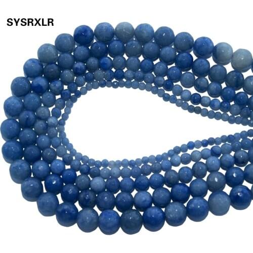 Wholesale Faceted Natural Stone Blue Aventurine Loose Beads For Jewelry Making DIY Bracelet Necklace Material 4 6 8 10 12 MM