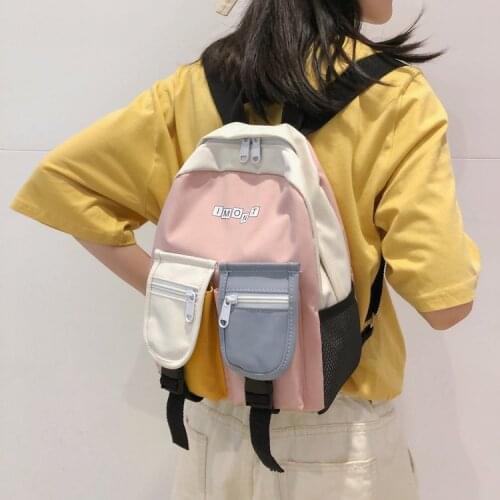 Girl Panelled Backpack Cute Large Capacity Nylon Women School Bag Harajuku Ladies Kawaii Backpack Female Fashion Bag Book Trendy