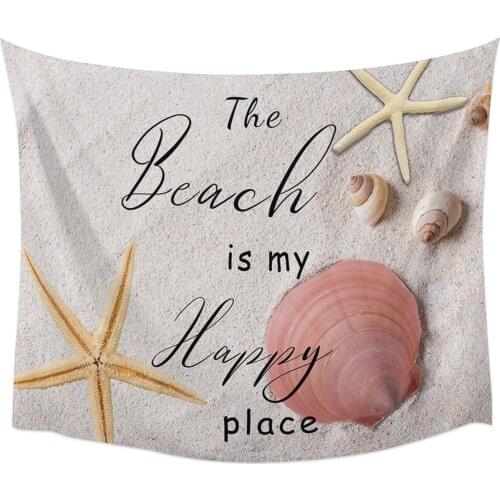 Beach Sea Shell Starfish Tapestry Wall Hanging Home Wall Decor Blanket Bedroom Tapestry Yoga Mat