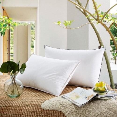 Bedding 100% Cotton Neck Pillow 50% White Duck Down 5 Star Hotel Pillows High Quality Rectangular Soft Comfortable White 1 Piece