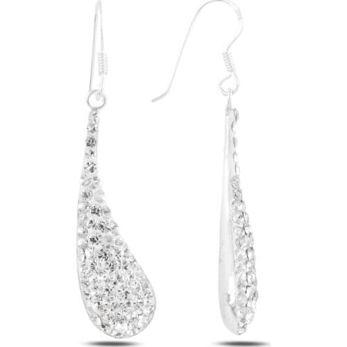 Silver 925 Sterling Crystal Stone Earrings