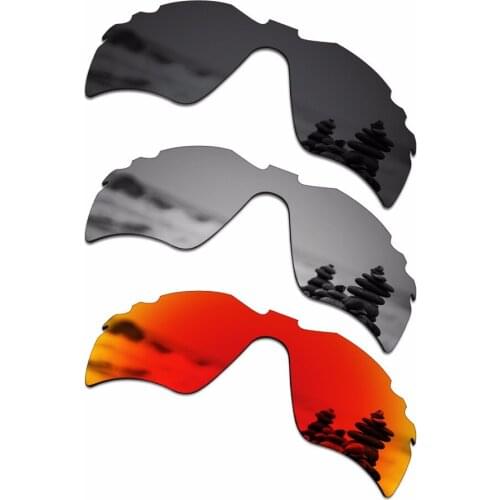 SmartVLT 3 Pieces Polarized Sunglass Replacement Lenses for Oakley Radar Path Vented Stealth Black & Silver Titanium & Fire Red