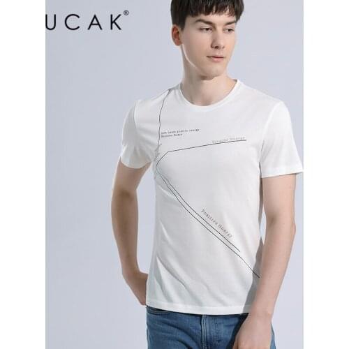 UCAK Brand Classic O-Neck Silk Short Sleeve T Shirt Men Clothes Summer NEW Arrivals Streetwear Casual Tshirt Male Homme U5631