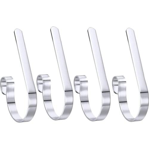 Christmas Stockings Hanger Metal Hooks 4pcs Holiday Celebration Non-Skid Desig Festival Decoration Fixing Clip