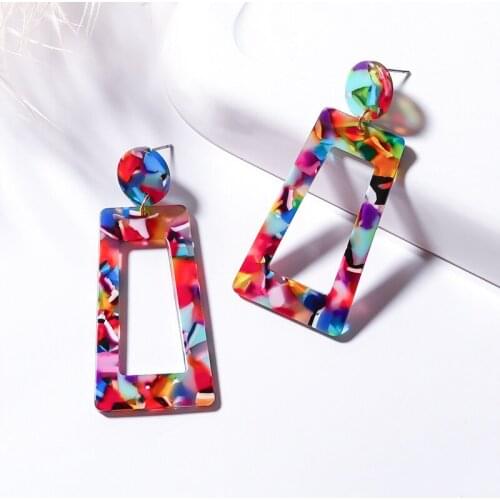 BICUX Fashion Korean Statement Acrylic Long Drop Earrings for Women Elegant Geometric Leopard Dangle Earring 2020 Modern Jewelry