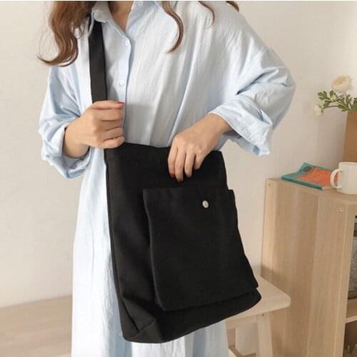 Women Man Canvas Bag Solid Color Ladies Purse Shoulder Bags Casual Travel School Student Tablet Bags Office Lady Handbag