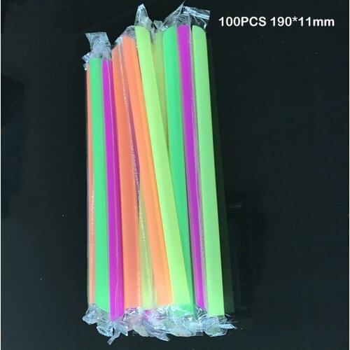 100Pcs Bubble Tea Straw 11mm Wide Plastic Drinking Straws BPA Free Disposable Reusable for Boba Milkshake Smoothie Slushie Juice