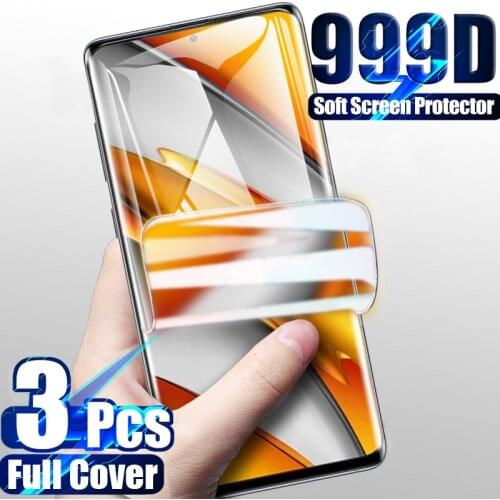 3Pcs Full Cover Screen Protector For Poco F3 Hydrogel Film For Poco F2 X3 Pro NFC M3 X2 M2 Pro Soft Film Not Glass