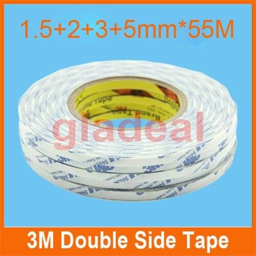 4pcs/lot1.5mm+2mm+3mm+5mm*55m Strong Sticky Double Sided Adhesive Tape For Cellphone Touch Screen LCD