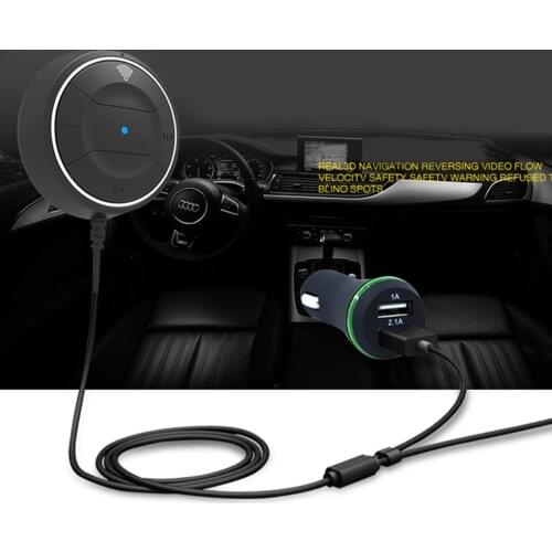 Bluetooth 4.0 Handsfree Kit Stereo MP3 Music Audio Receiver For Cars AUX Input 3.5mm Dual USB Ports Charger
