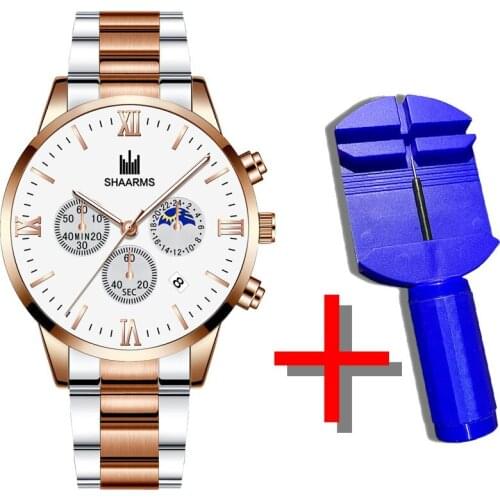 2021 Luxury Brand Alloy Strap Mens Watches Simple Scale Waterproof Quartz Watch for Mens Analog Three-eye Calendar Male Watch