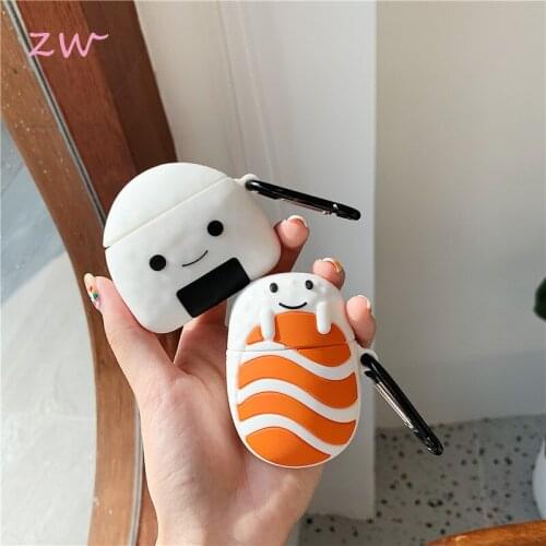 Salmon case for airpods 1 charging box food rice ball soft silicone shockproof earphone protect cover for apple airpods 2 coke