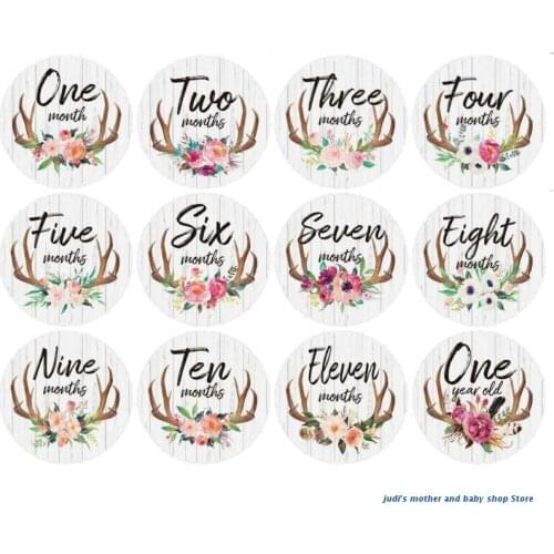 67JC First Year Monthly Milestone Photo Sharing Baby Belly Stickers, 1-12 Months