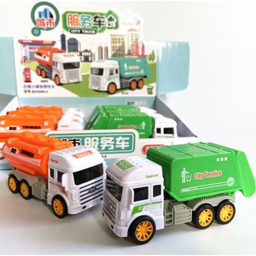 Kids educational toys inertia car Simulation small model City service engineering Sanitation vehicle garbage truck Tanker