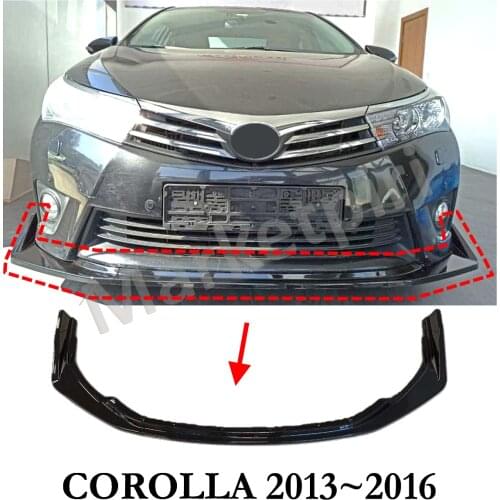 Toyota Corolla 3 Pieces Front Bumper Lip - ABS Plastic, Piano Black