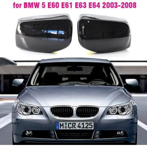 Carbon Fiber Bright black Side Rearview Mirror Cover For BMW 5 Series E60 E61 525i 528i 528xi 530i 530d