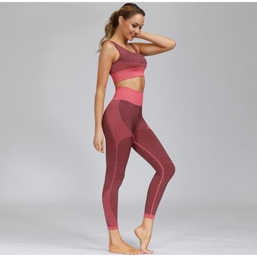 Women 2 Pieces Seamless Gym Set Women Fitness Yoga Set Sports Suits High Waist Leggings+Push Up Bra Shorts Suit Sportswearo Set