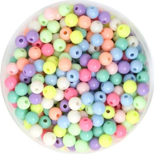 Size 4/6/8/10/12/8x9mm Color Random Mixed Assorted Bright Colors Acrylic Loose Spacer Plastic Round Beads For DIY Cloth Sewing