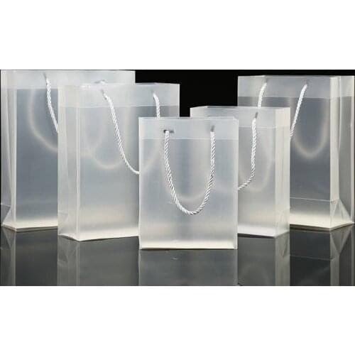 Custom logo frosted transparent PP plastic bag clothing gift with gift bag custom printing PVC shopping bag