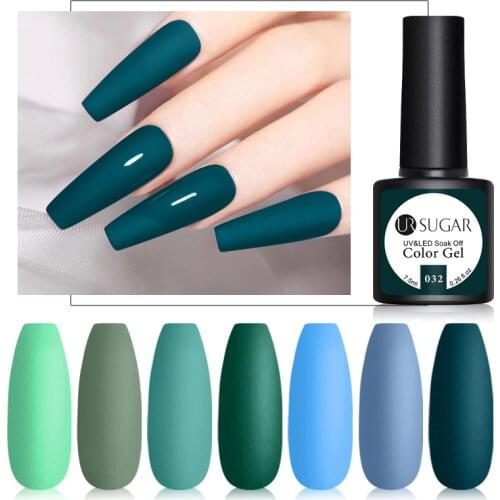 UR SUGAR Matte UV Gel Nail Polish LED Nail Varnish Green Blue Gel Long Lasting Gel varnish Soak off Matte Top Coat DIY Designs