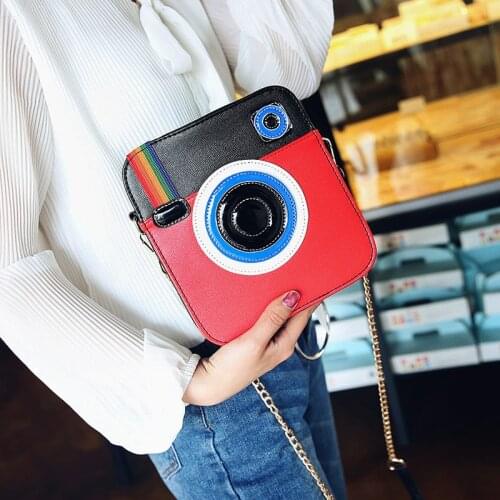 Fashion New Camera Shape Rainbow Shoulder Bag for Girls Design Ladies Clutch HandBags High Quality PU Women Messenger Bags Q5