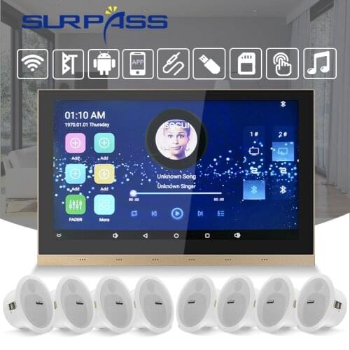 Smart Touch Screen WiFi Wall Amplifier Bluetooth Android Fm HiFi Stereo Sound Home Audio PA Ceiling Speaker Background Music Kit