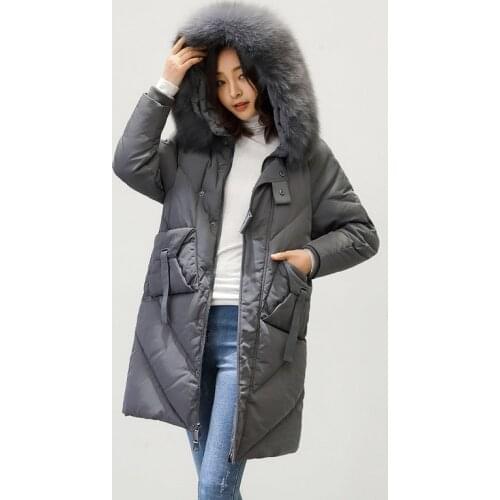 Clothing, 2020, down jacket, long hooded winter coat, womens Park with fox fur collar, chaqueta