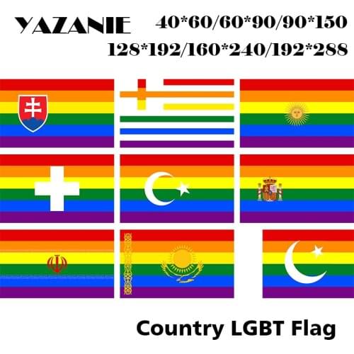YAZANIE Single or Double Sided Slovakia Greece LGBT Pride Flag Argentina Turkey Rainbow Flag Switzerland Spain Iran Gay Flag