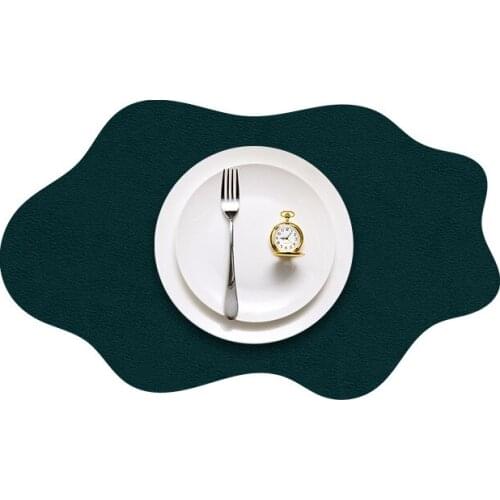 Shaped Solid Color Placemat Non-Slip Place Mats for Dining Table Easy Cleaning Leather Placemats Bowl Coaster Kitchen
