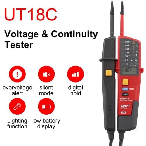 Original UNI-T UT18C UT18D Auto Range Voltage Meter Continuity RCD Tester LCD/LED Detector